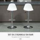 Set 2 Sgabelli Bar 40x42x82-104 cm con Schienale e Poggiapiedi in Similpelle Bianco-4