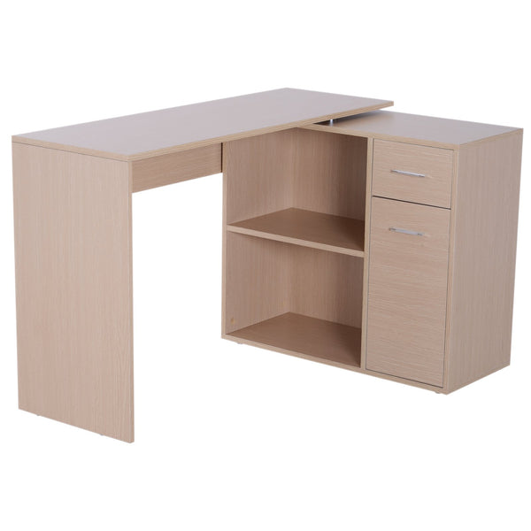 online Bureau d'angle avec 2 étagères et 2 tiroirs en bois de chêne 117x82x74 cm