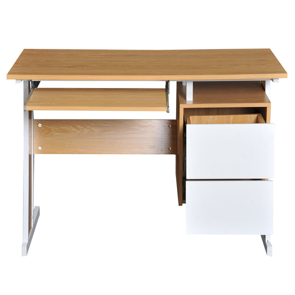 Bureau avec 2 tiroirs et étagère à clavier coulissante en bois 105x54x75 cm online