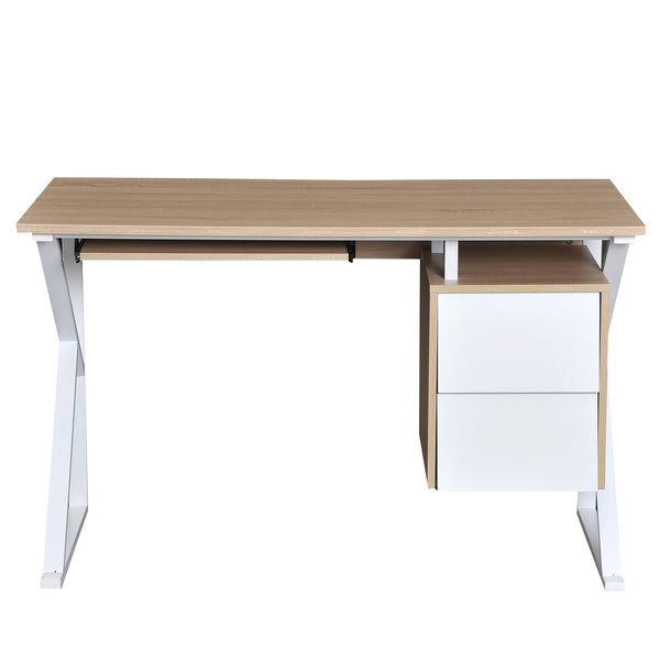 Bureau avec tiroir et étagère coulissante pour clavier en acier et bois de chêne blanc 120x60x76 cm prezzo
