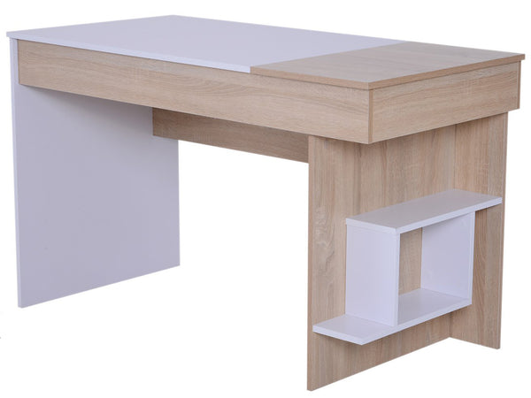 sconto Bureau peu encombrant avec plateau relevable en bois blanc 120x60x74 cm