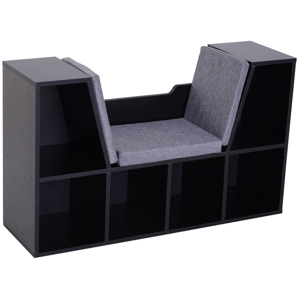 Canapé avec coussins rembourrés et étagères bibliothèque en bois noir 102x30x61 cm prezzo