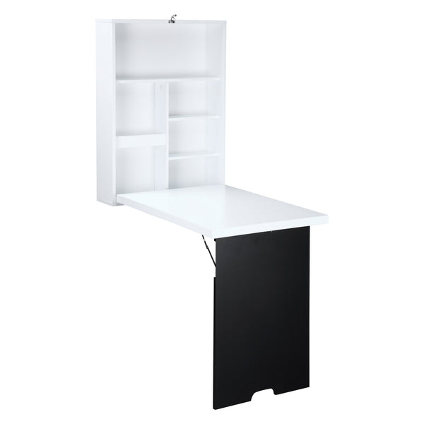 sconto Table de bureau pliante murale 60x88,5x146,5 cm Noir et Blanc