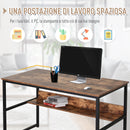 Scrivania da Ufficio Porta PC in Acciaio e Legno 120x60x77 cm  Marrone Scuro-3