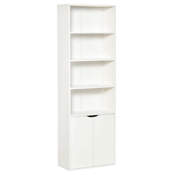 acquista Bibliothèque moderne 4 étagères 59x29x180 cm avec armoire 2 portes en bois blanc
