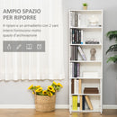 Libreria Moderna 4 Ripiani 59x29x180 cm con Armadietto a 2 Ante in Legno Bianco-5