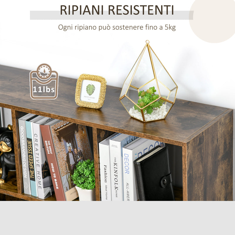 Libreria 3 Ripiani 8 Vani 97,5x30x100 cm in MDF Marrone Rustico-7