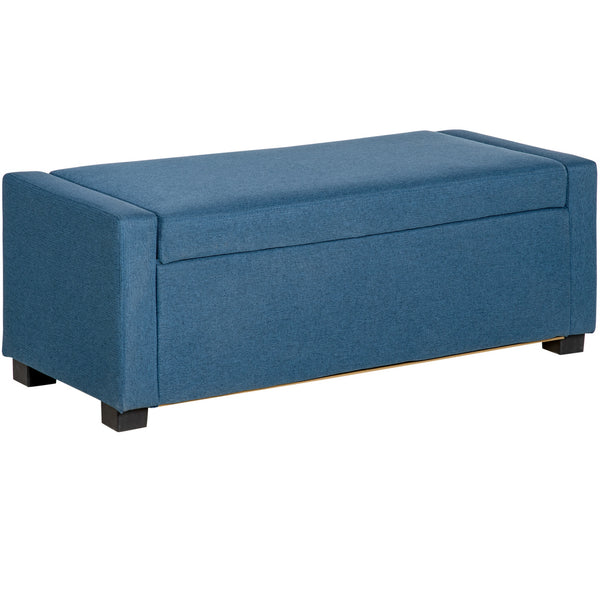 Banc bout de lit 120x50x44 cm avec coffre de rangement en tissu bleu online