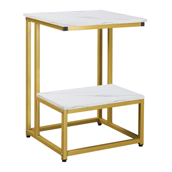 Table Basse 45x40x61,5 cm en Métal et Aggloméré Blanc et Or prezzo