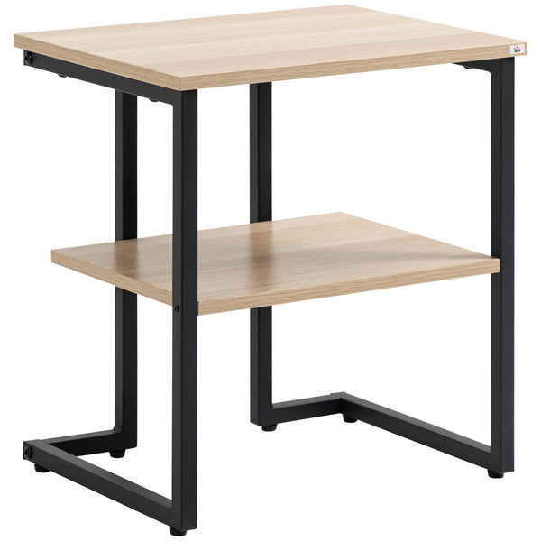Table basse 45x35x48 cm avec étagère inférieure en acier et bois sconto