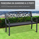 Panchina da Giardino 2 Posti 127x60x87 cm in Metallo Nero-4
