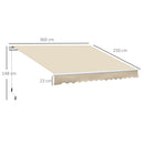 Tenda da Sole Avvolgibile 3.65x2.5m in Poliestere e Alluminio Beige -3