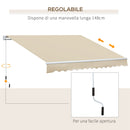 Tenda da Sole Avvolgibile 3.65x2.5m in Poliestere e Alluminio Beige -6