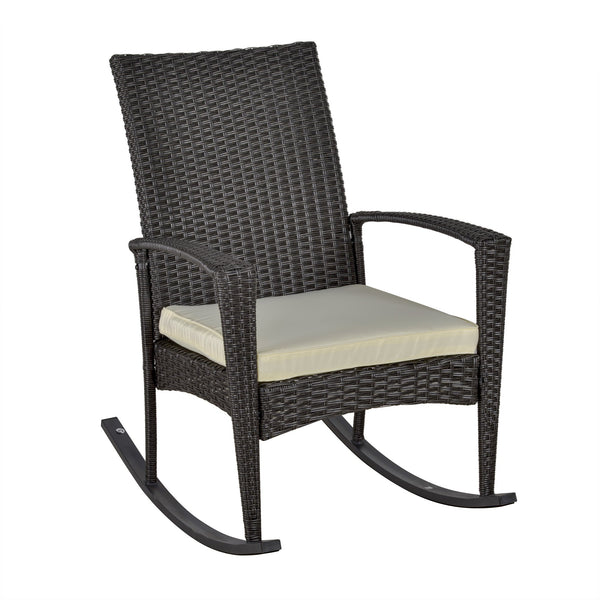 sconto Rocking Chair avec Accoudoirs 66x88x98 cm en Rotin Marron