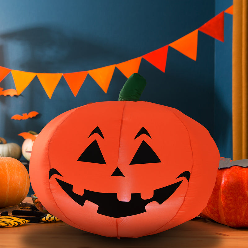 Zucca Gonfiabile per Halloween con Luci LED Arancione 120 cm -2