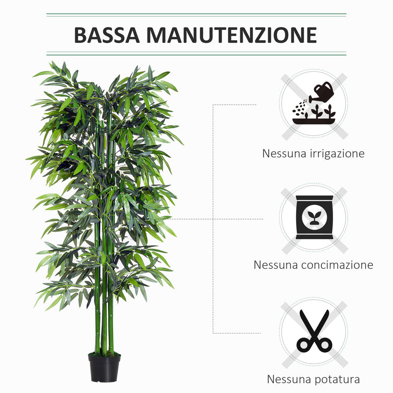 Pianta Artificiale di Bambù H180 con Vaso Verde-6