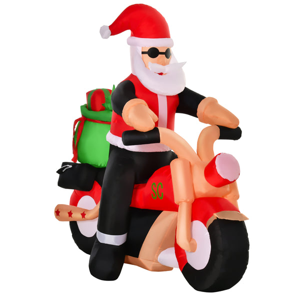 online Père Noël gonflable 180x90x165 cm avec moto et lumières LED multicolores