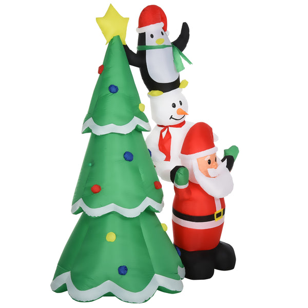 Père Noël gonflable 170x115x243 cm avec pingouin et bonhomme de neige pour l'extérieur sconto