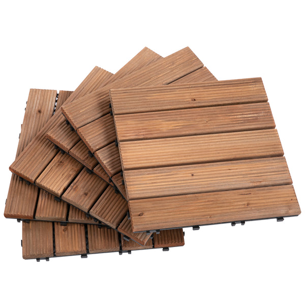 Revêtement de sol extérieur à emboîtement 27 carreaux de bois brun online