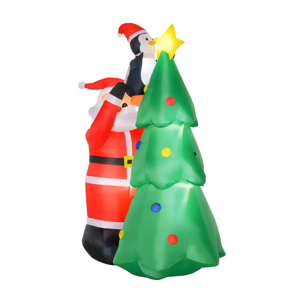 Père Noël gonflable H184 cm avec arbre et pingouin online