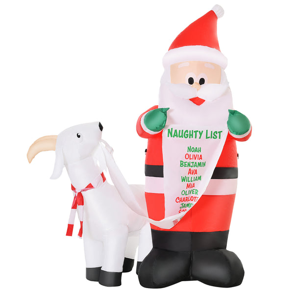 online Père Noël gonflable H180 cm avec lumières LED multicolores chèvre