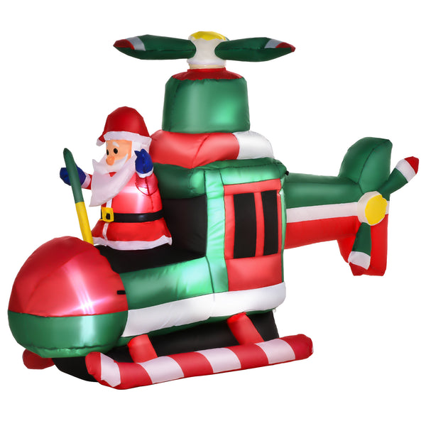 online Père Noël gonflable sur hélicoptère 155x63x107 cm avec lumières LED multicolores