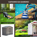 Casetta Box da Giardino in Lamiera Grigio 213x127x185 cm -7