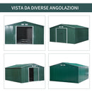 Casetta Box da Giardino 340x386x200 cm in Acciaio e Polipropilene Verde-7