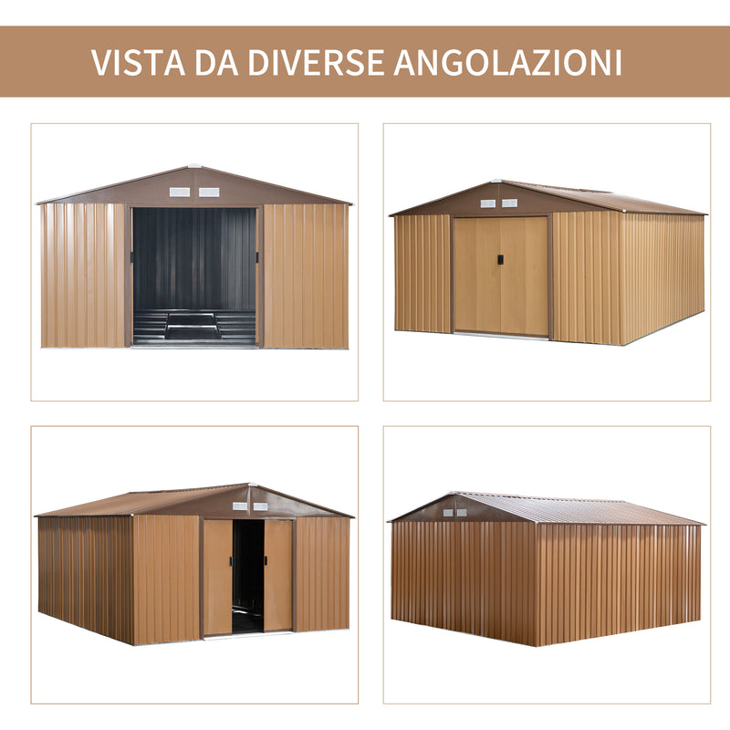 Casetta Box da Giardino 340x386x200 cm in Acciaio e Polipropilene Giallo-7