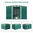 Casetta Box da Giardino in Lamiera Verde 246x192.5x177.5 cm -4