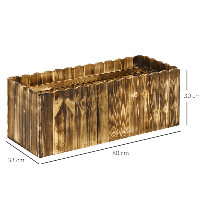 Fioriera Box Rettangolare per Piante in Legno di Abete 80x33x30 cm -3