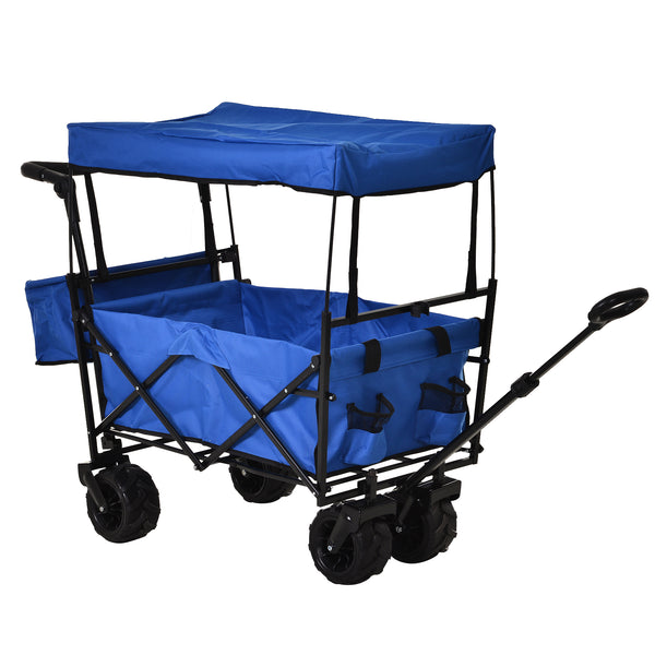 sconto Chariot de jardin pliant 110x56x101 cm Bleu