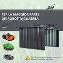 Casetta Box da Giardino in Lamiera per Robot Tagliaerba 88x87x60 cm in Acciaio Nero-5