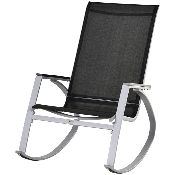 Rocking Chair de jardin 107x60x93 cm en métal et tissu noir prezzo