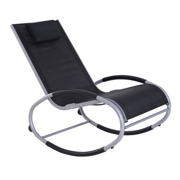 acquista Chaise à bascule de jardin étanche en aluminium noir 120x61x88 cm