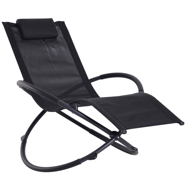 prezzo Chaise à bascule de jardin moderne en textilène noir 154x80x84 cm