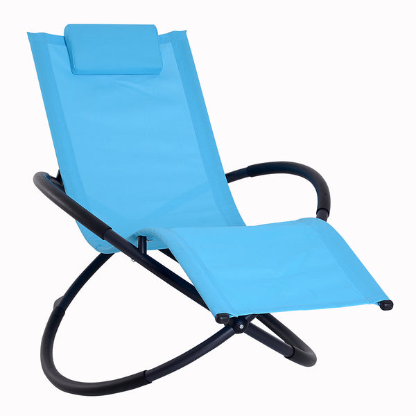 prezzo Chaise à bascule de jardin moderne en textilène bleu 154x80x84 cm