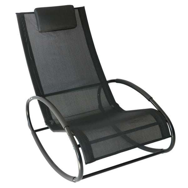Cadre en acier pour chaise longue à bascule d'extérieur recouvert de textilène noir online