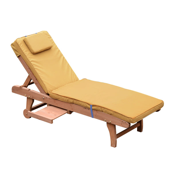 Chaise longue en bois avec plateau et matelas marron clair prezzo