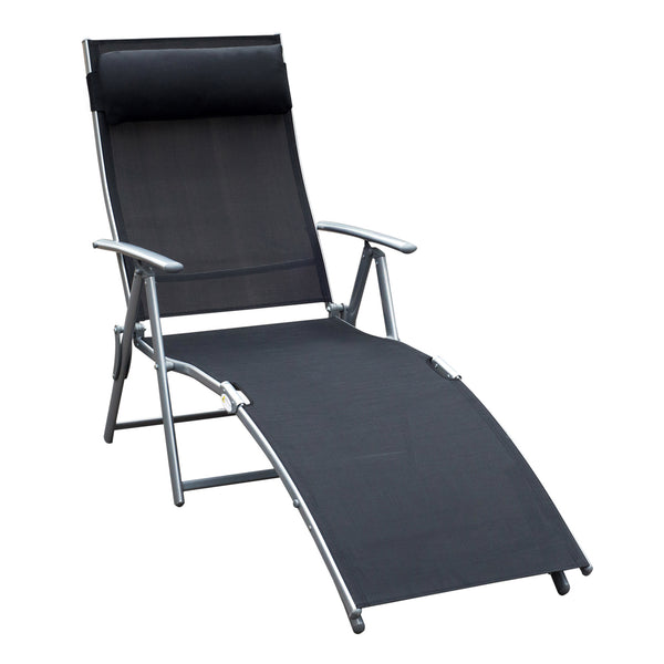 Chaise longue relax inclinable en métal 137x63,5x100,5 cm Noir acquista