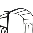 Panchina da Giardino in Ferro Battuto con Arco per Rampicanti Nero -5