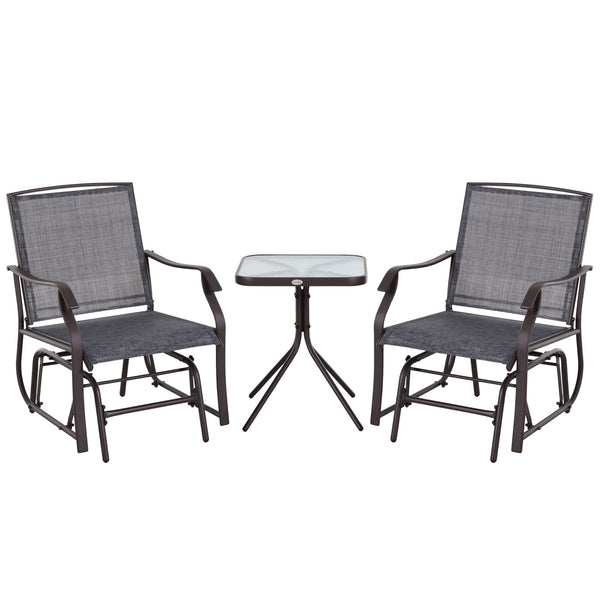 Salon de jardin en acier 2 chaises et table basse marron et grise acquista