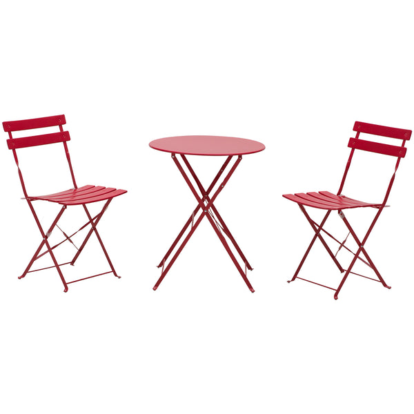 Ensemble de Table Basse et 2 Chaises de Jardin Pliantes en Acier Rouge prezzo