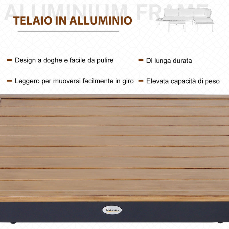 Set da Giardino Divano Angolare e Tavolino in Alluminio Grigio-7