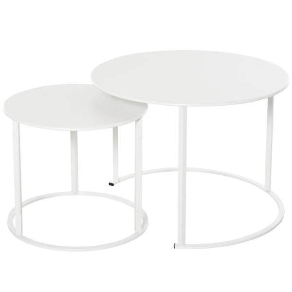 Set de 2 Tables de Jardin Empilables Ø70 cm et Ø50 cm en Fer Blanc acquista