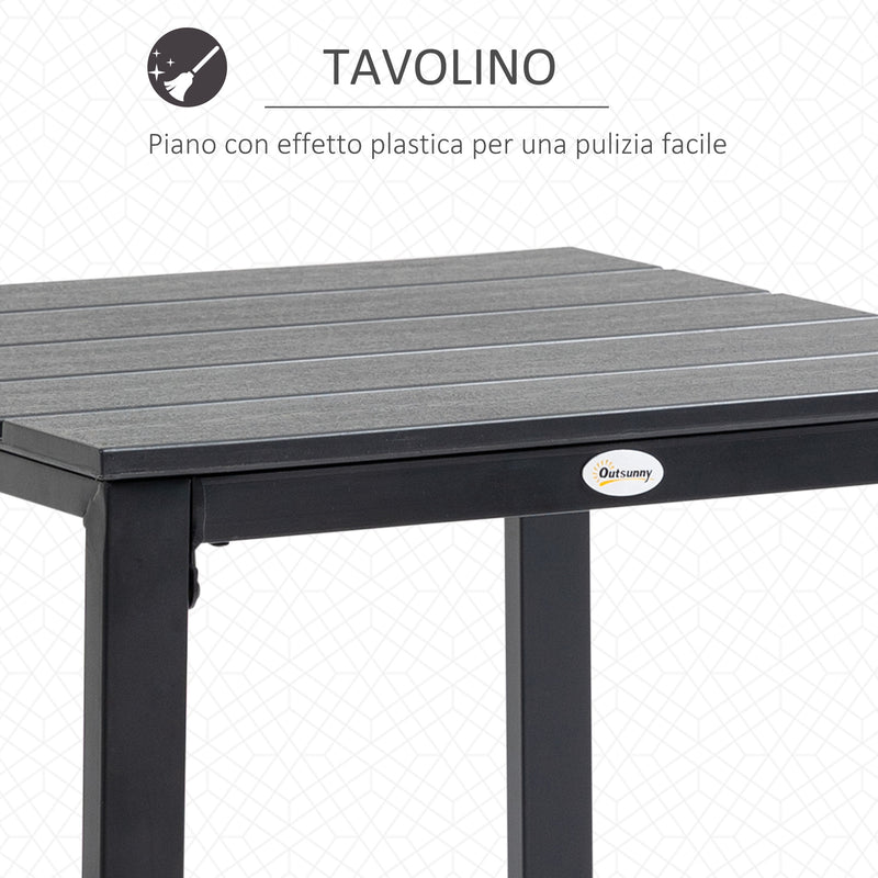 Set Tavolino e 2 Sedie da Giardino in Acciaio e Plastica Marrone-6