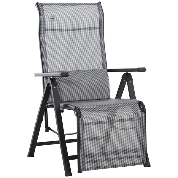 Chaise longue inclinable Zero Gravity 70x65x111 cm en acier et tissu maille gris sconto