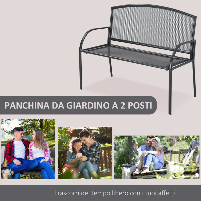 Panchina da Giardino 110,5x53,5x89 cm in Metallo Grigio scuro-4