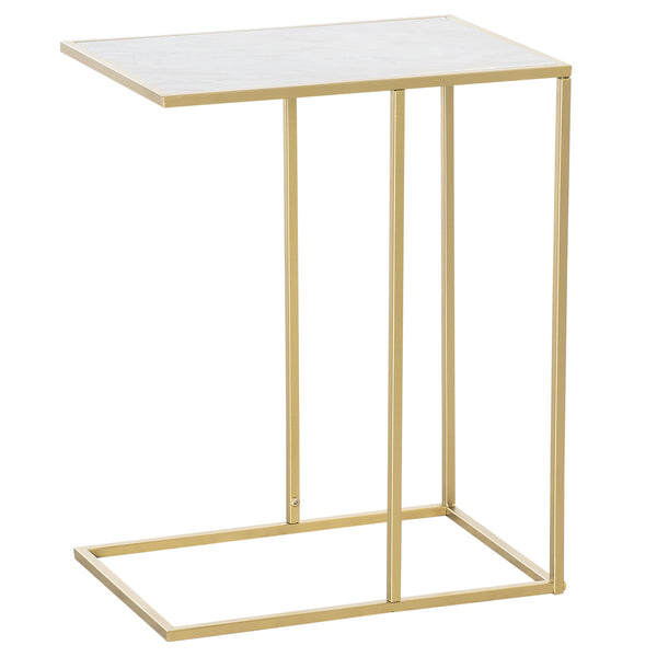 acquista Table Basse de Salon 48x30,5x61 cm en Métal avec Plateau Effet Marbre Blanc et Doré