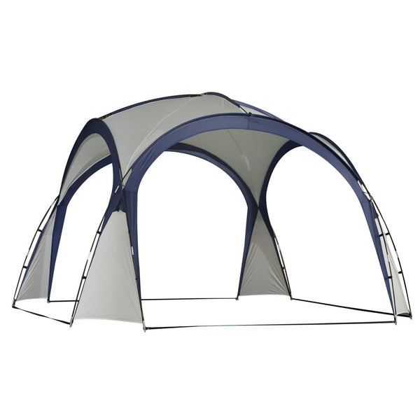 sconto Tente de Plage de Camping Pliable Protection UV Blanc et Bleu 3.5x3.5x2.3m